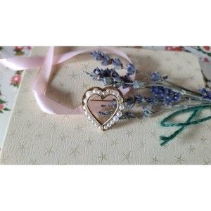 12K GF Faux Pearl Heart Brooch